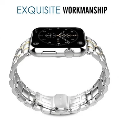CBIW307 iWatch Metal Link Bracelet with Double Button Butterfly Folding Clasp