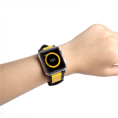 CBIW35 Bande de montre en silicone en cuir hybride de conception de couleur contrastante pour Apple Watch