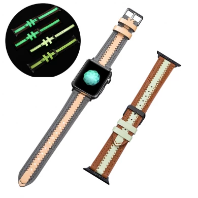 Cbiw404 gloed in de donkere lichtgevende fluorescentie lederen horlogeband voor Apple Watch