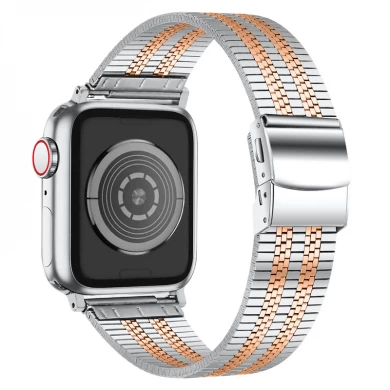 CBIW417-5 New Design Folding Clasp Stainless Steel Watch Strap For Apple Watch Ultra 49mm Series 8 7 6 5 4 3