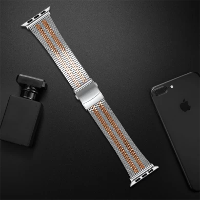 CBIW417-5 New Design Folding Clasp Stainless Steel Watch Strap For Apple Watch Ultra 49mm Series 8 7 6 5 4 3
