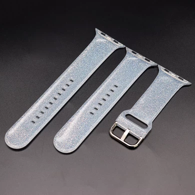 CBIW441 Fashion Transparent Glitter Silicone Strap For Apple Watch Bands