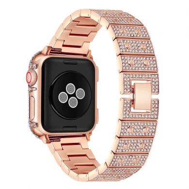 CBIW459 Rhinestone Metal Bands For Apple Watch Series 6 5 4 3 Smart Watch Straps With Metal Frame
