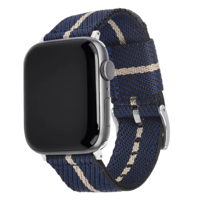 CBIW463 Black Argent Watch Boucle de montre NATO Bande de montre tissée Sangle de nylon pour Apple Série 7 6 5 4 3 2 1