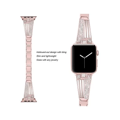 CBIW47 Luxury Rhinestone Stainless Steel Watch Strap For Apple Watch