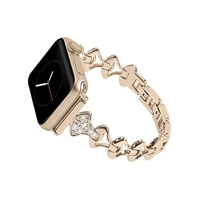 CBIW48 Bracelet de montre en acier inoxydable avec strass pour Apple Watch