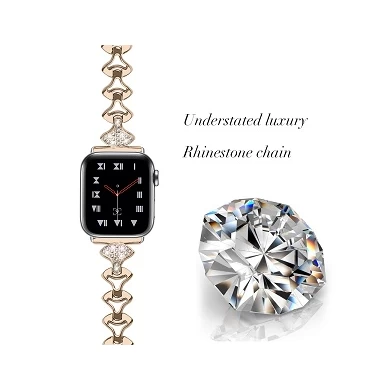 CBIW48 Fashion Rhinestone Pasek ze stali nierdzewnej do zegarka Apple