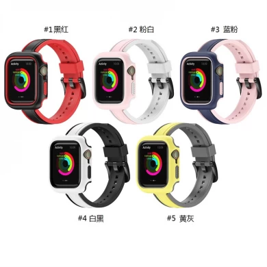 CBIW487 Dual Color Slim Silicone Strap Watch Bands For Apple Watch 38/40/41mm 42/44/45mm