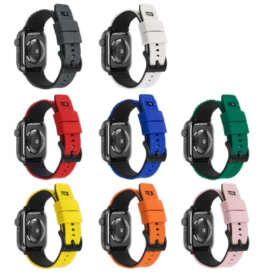 CBIW499 Dubbele kleur Rubber siliconen horlogebanden voor Apple Watch 38 42 40 44 41 45 mm