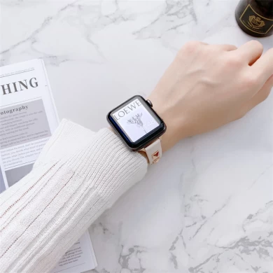 CBIW501 Banda de reloj de cuero genuino de moda delgada para Apple Watch Series 7 SE 6 5 4 3 2 1