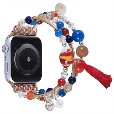 CBIW507 Handmade Fashion Elastic Stretch Jewelry Beaded Bracelet Strap For Apple Watch