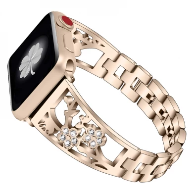 CBIW51 Banda de reloj de metal con diamante hueco para reloj Apple