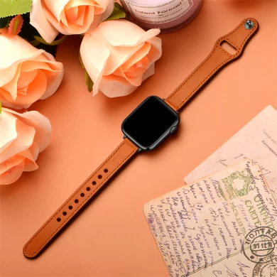 CBIW510 Adjustable Loop Genuine Leather Watch Band For Apple Watch Series 7 SE 6 5 4 3 2 1