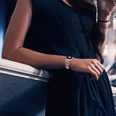 CBIW52 Floral-vormige holle diamant roestvrij stalen horlogeband voor Apple Watch