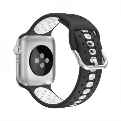 CBIW521 Apple Watch Ultra 49mm Serisi 8/7/5/4/3 için çift renkli nefes alabilen silikon saat grubu