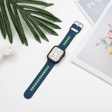 CBIW521 Dual Color Silicone Watch Band Strap For Apple Watch Series 7 6 5 4 3