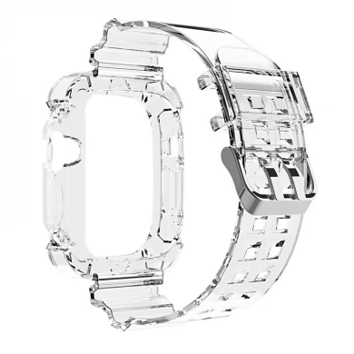 CBIW529 Clear Transparent TPU Correa Strap For Apple Watch Ultra Band 49mm With Rugged Protective Case