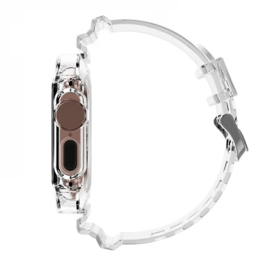CBIW529 Clear Transparent TPU Correa Strap pour Apple Watch Ultra Band 49 mm avec étui de protection robuste