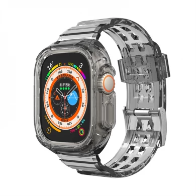 CBIW532 Nouveau design Clear TPU TPU Sangle de bracelet pour Apple Watch Ultra 49 mm avec boîtier pare-chocs