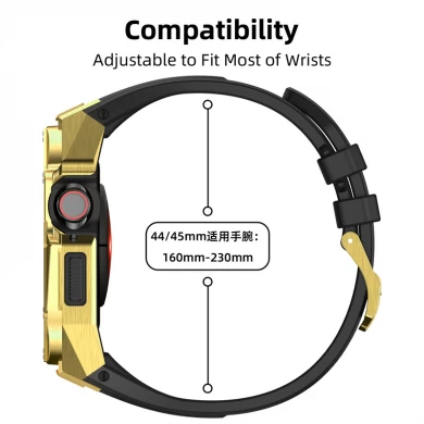 CBIW537 Strap de reloj de silicona para Apple Watch Series 8 7 6 5 4 44 mm 45 mm Case con banda
