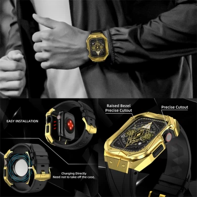 CBIW537 Silicon Watch -Armband für Apple Watch Serie 8 7 6 5 4 44 mm 45 mm Hülle mit Band
