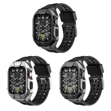 CBIW539 Men Luxury Watch Silicone Riem met Case for Apple Watch Series 8 7 6 5 4 Band 44mm 45 mm