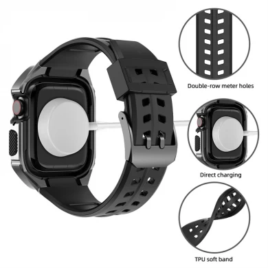 CBIW539 Men Luxury Watch Silicone Strap With Case For Apple Watch Series 8 7 6 5 4 Band 44mm 45mm