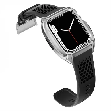 CBIW542 Ersatz -Silikon -Uhren -Armbandband für Apple Watch 44 mm 45 mm mit Metallschutzgehäuse