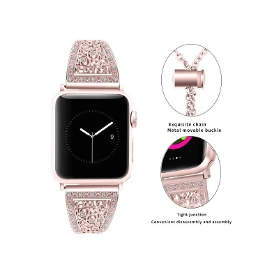 CBIW78 Bandeaux de montre de bracelet manchette diamant élégant pour Apple Watch 38mm 42mm 40mm 44mm