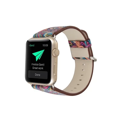 CBIW88 Pattern Printed PU Leather Watch Strap For Apple Watch