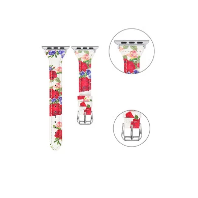 CBMU5 Blumenmuster gedruckt Lederarmband für Xiaomi Smart Watch