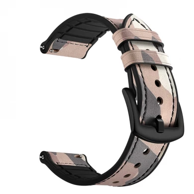 CBSG1021 Trendybay 20mm 22mm kamuflaż z prawdziwej skóry silikonowy pasek do zegarków