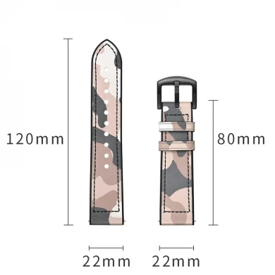 CBSG1021 Trendybay 20mm 22mm Camouflage Genuine Leather Silicone Watch Band