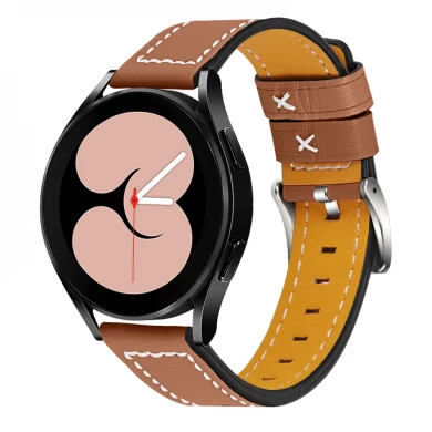 CBSGW-02 Trendybay Retro Echtes Leder Uhrenarmband Strap für Samsung Galaxy Watch 4 Classic 42mm 46mm Watch4 40mm 44mm