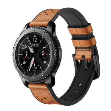 CBSW416 Samsung Gears S3 Askı Hakiki Deri Silikon Saat Bantları