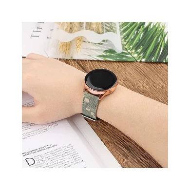 CBSW49 Canvas Leather Watch Band For Samsung Galaxy Watch Active 42mm 46mm