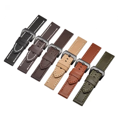 CBUS303-PDH1 20mm 22mm 24mm 26mm Crazy Horse Pattern Genuine Leather Watch Straps