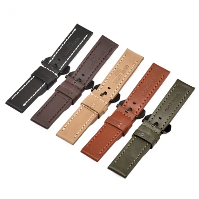 CBUS303-PDH1 20mm 22mm 24mm 26mm Crazy Horse Pattern Genuine Leather Watch Straps