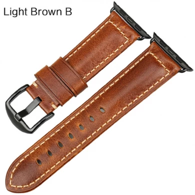 CBUW01 Oil Wax Leather Watch Bracelet Strap For Apple Watch 38mm 40mm 42mm 44mm