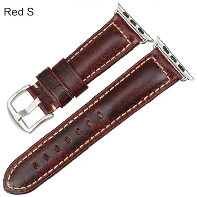 CBUW01 Oil Wax Leather Watch Bracelet Strap For Apple Watch 38mm 40mm 42mm 44mm