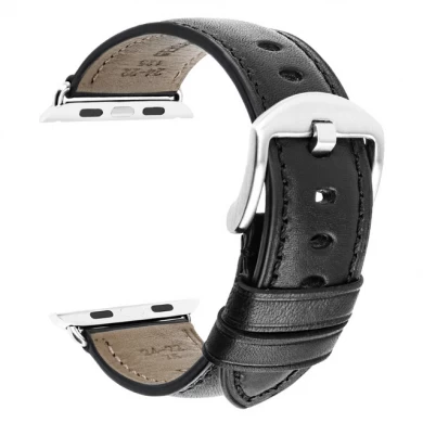 CBUW07 Banda de reloj de cuero genuino para Apple Watch 44mm 42mm 40mm 38mm