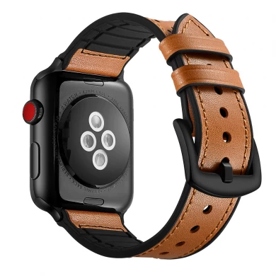 CBWB62 Calf Real Leather Silicone Watch Band For Apple Watch 49mm 45mm 41mm 44mm 40mm 42mm 38mm