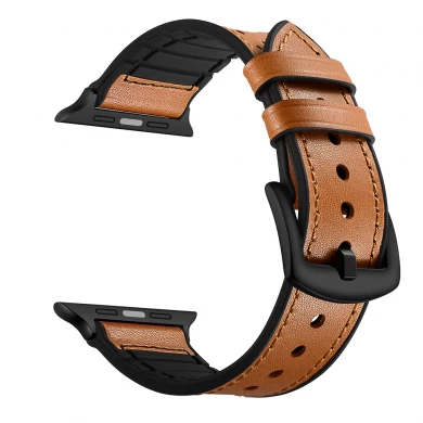 CBWB62 Calf Real Leather Silicone Watch Band For Apple Watch 49mm 45mm 41mm 44mm 40mm 42mm 38mm