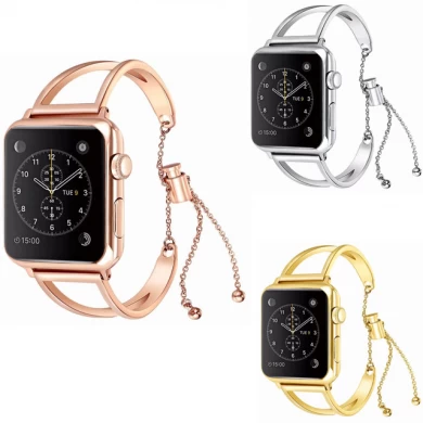 CBWB68 Trendybay Adjustable Metal Cuff Bracelet Strap For iWatch With Pendant and Tassel