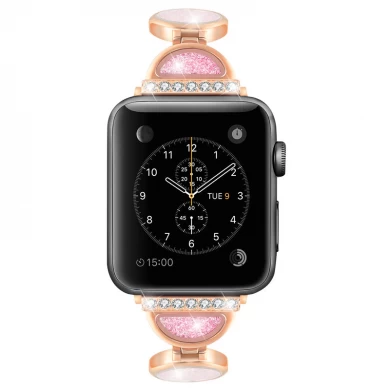 트렌디 베이 반짝이 크리스탈 다이아몬드 스테인레스 스틸 시계 손목 스트랩 애플 시계
