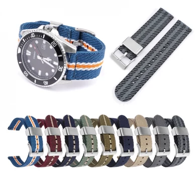 CBWT16 Wholesale 18mm 20mm 22mm 24mm Premium Canvas Watchband Braided Nylon Watch Strap