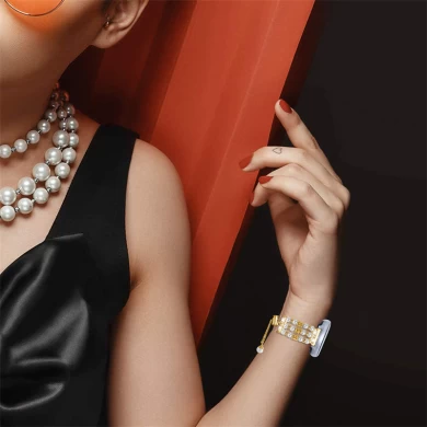 CBWT28 Hurtownia Women 20 mm moda perłowa biżuteria z koralikami Smart Watch Pass do Samsung Galaxy Active 2 44 mm 40 mm zegarek 42 mm