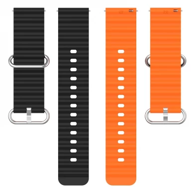 CBWT31 Wholesale 20mm 22mm Double Colour Official Ocean Silicone Watch Band Strap