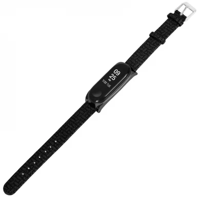 CBXM01 Trendybay  Woven Pattern Leather Wrist Strap For Xiaomi Mi Band 3