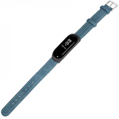 CBXM04 Trendybay Skóra dżinsowa + metalowy pasek na zegarek Wymiana paska dla Xiaomi Mi Band 3